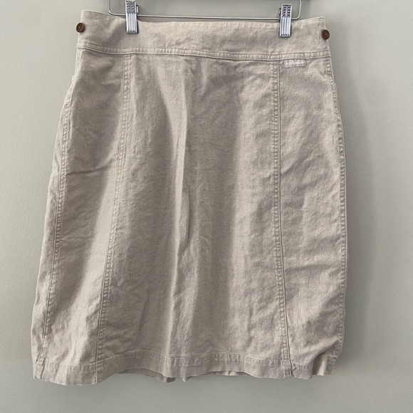 Woolrich Y2K Linen Cotten Khaki Side Button Midi Skirt - Picture 2 of 2